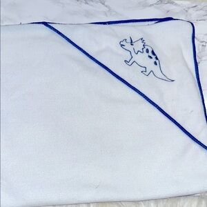 Greenbrier international babies Blue and White Dinosaur Hooded Towel
